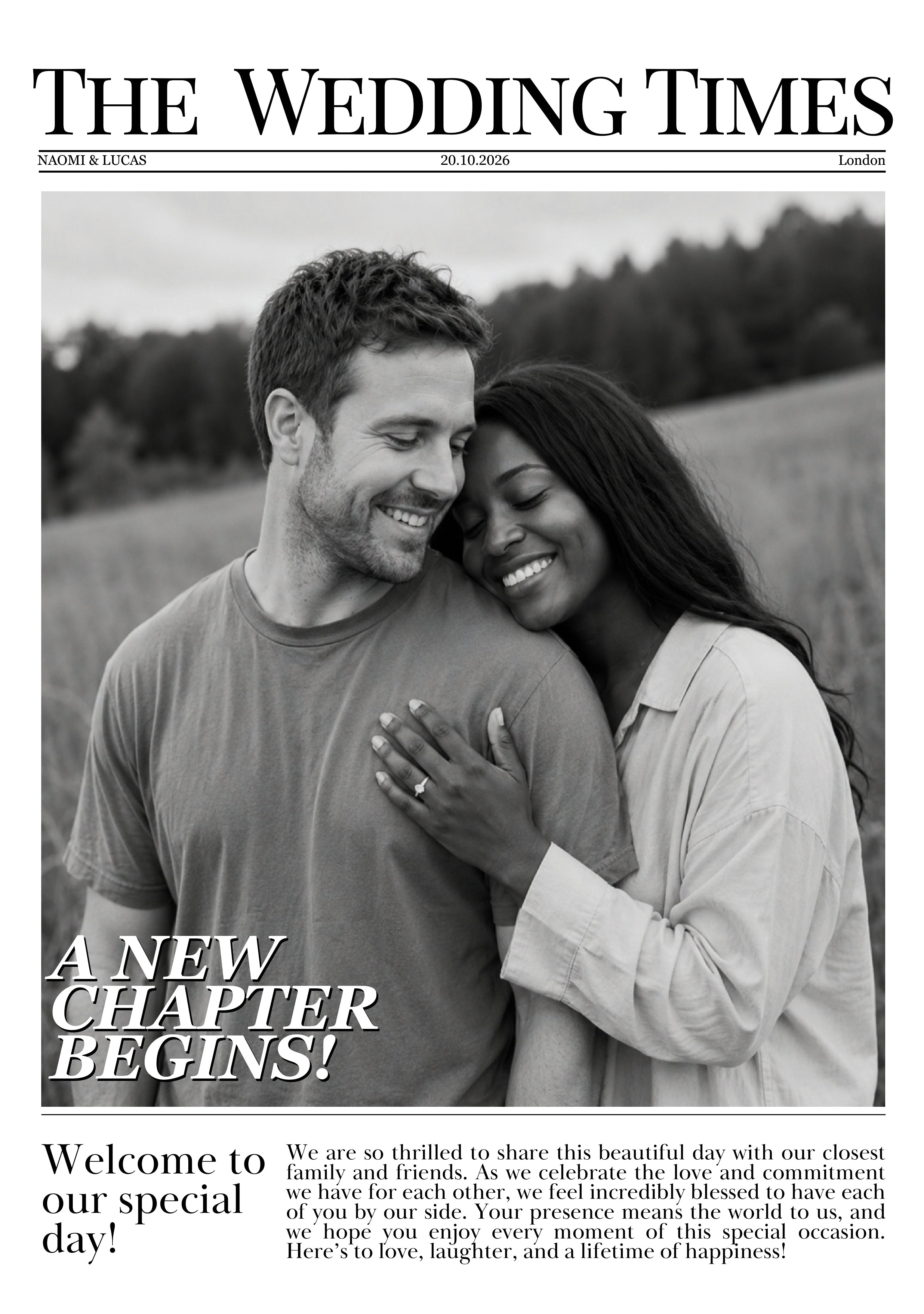 Wedding Newspaper Template 2 - Front Page